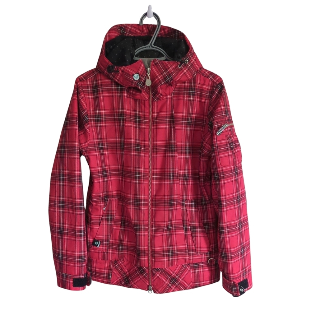 Roxy LE Red Plaid Snowboarding Jacket Polka Dot NWOT Size Small‎ Limited Edition